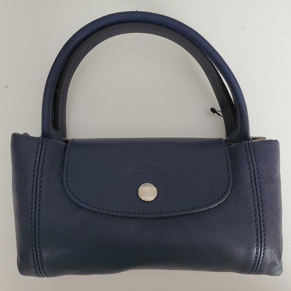 Longchamp Le Pliage Cuir Small Navy - Picture 7 of 10